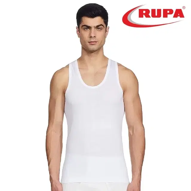 Rupa Jon Cotton Solid Vest for Men, White (85 cm)