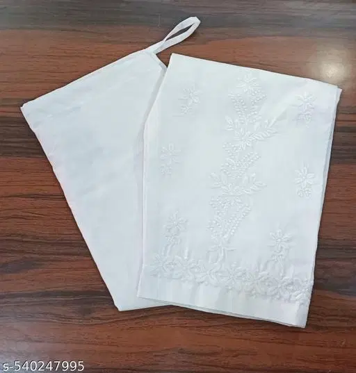 Cotton Solid Pant for Women, White (M)