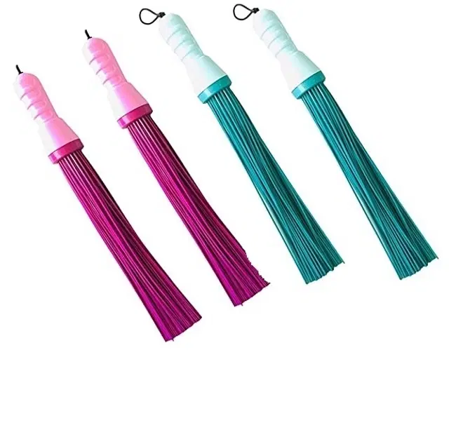 Plastic Brooms Bathroom & Home Floor Cleaning, Multicolor, Pack of 4