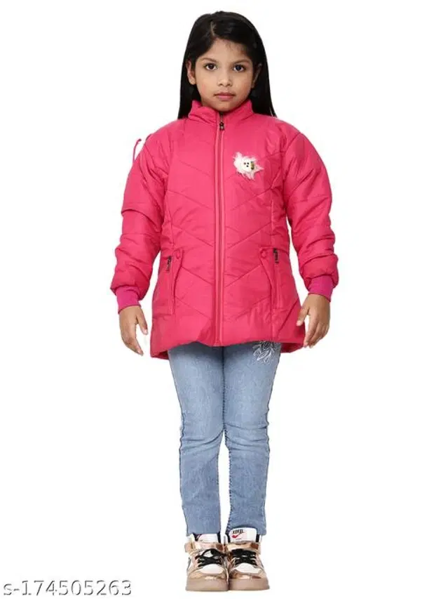 Polyester Jacket for Girls (Pink, 18-24 Months)