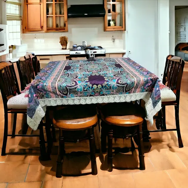 Polyester Printed Table Cloth, Purple, 60x90 inches