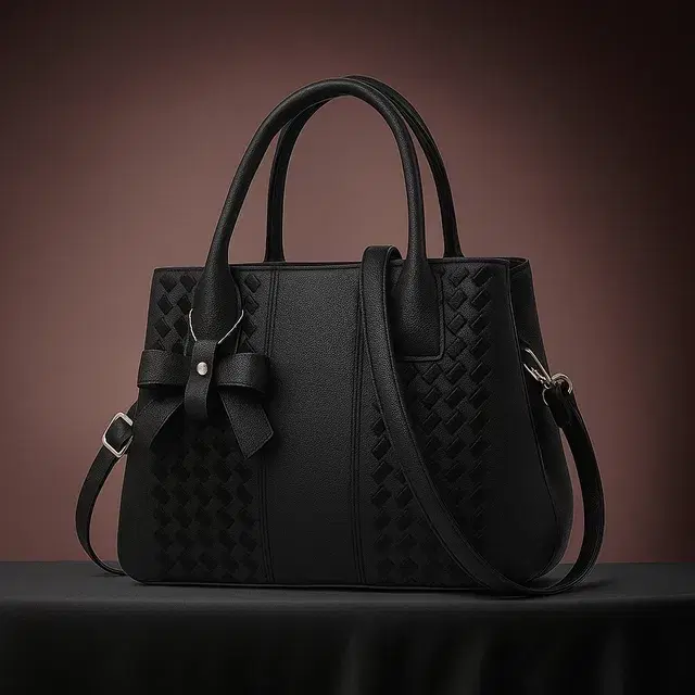 PU Handbag for Women, Pack of 1, Black