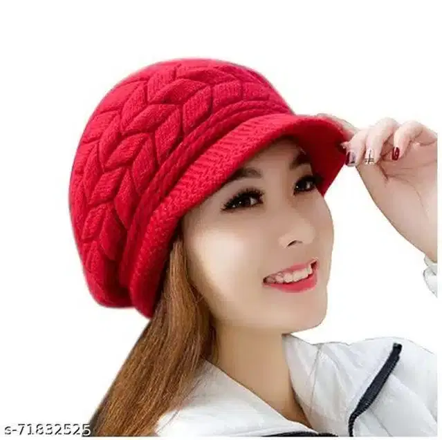 Winter Cap For Women (Red)