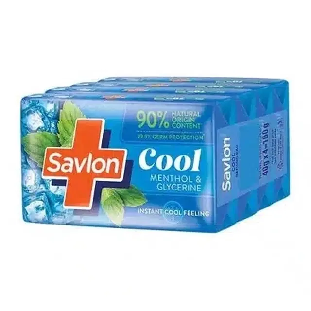 Savlon Cool Soap Menthol & Glycerin 45.5 g (Pack of 4)