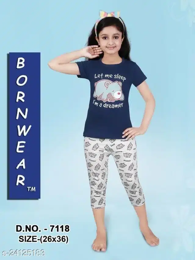 Nightsuit for Girls (Multicolor, 6-7 Years)