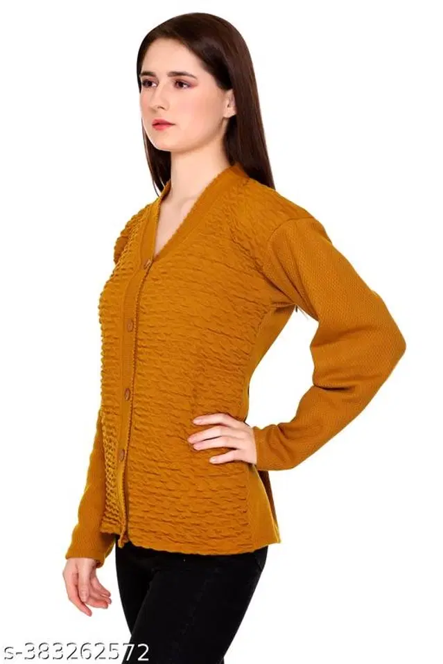 Woolen Sweater for Women (Mustard, M)