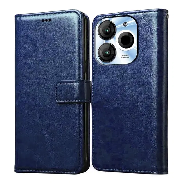 Artificial Leather Mobile Flip Cover for Itel A671Lc / Itel_A80, Blue