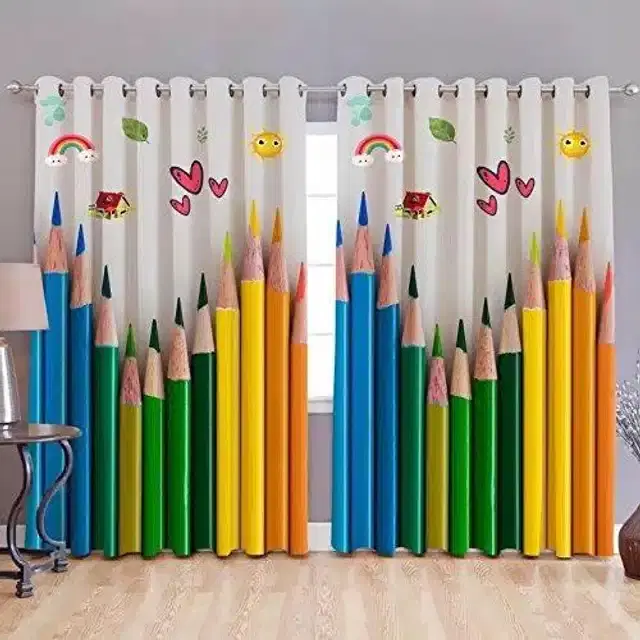 Polyester Printed Door & Window Curtains, Multicolor, 5 feet