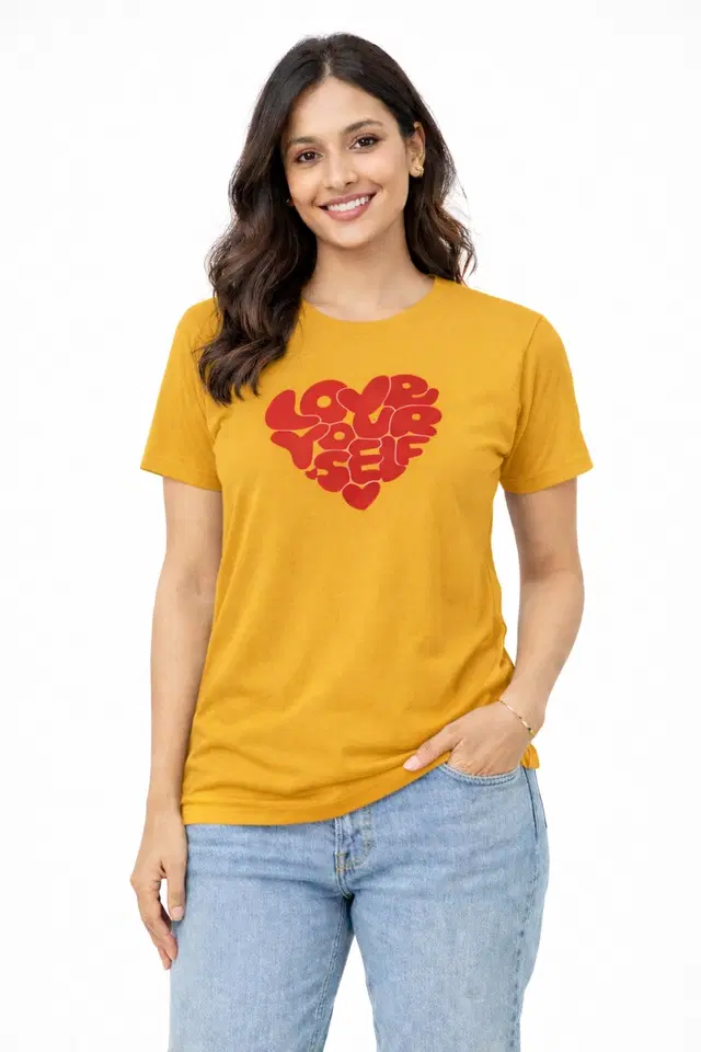 Regular Tshirts for Women (Mustard, S)