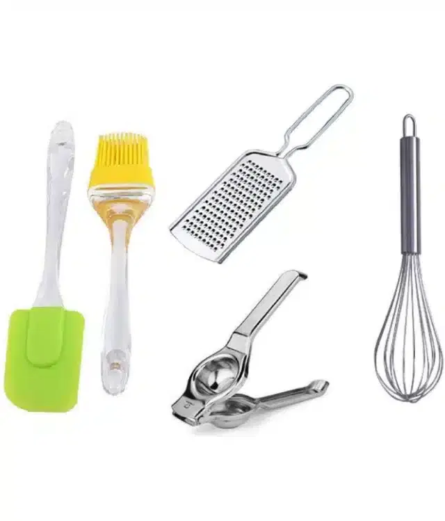 Combo of 2 Pcs Spatula Set with Cheese Grater, Lemon Squeezer & Whisk, Multicolor, Set of 4