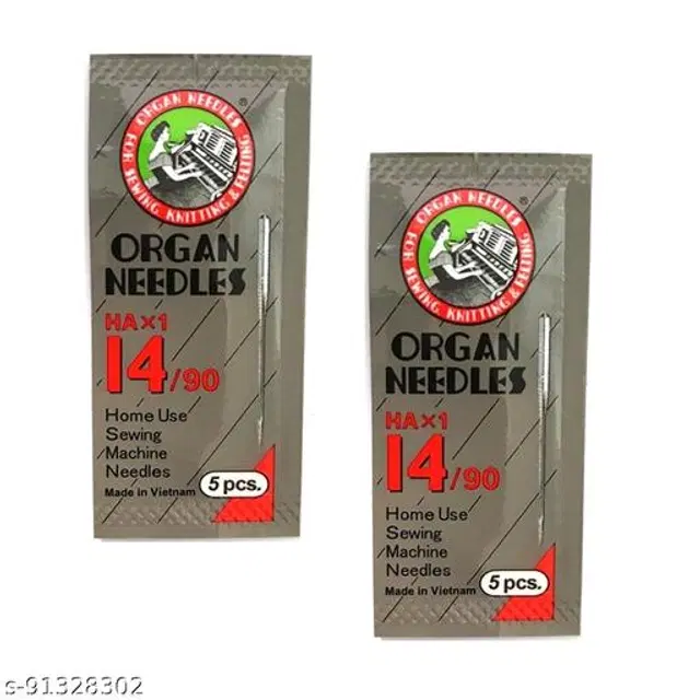 Organ 5 Pcs Size 14 Sewing Needles, Silver, Set of 2
