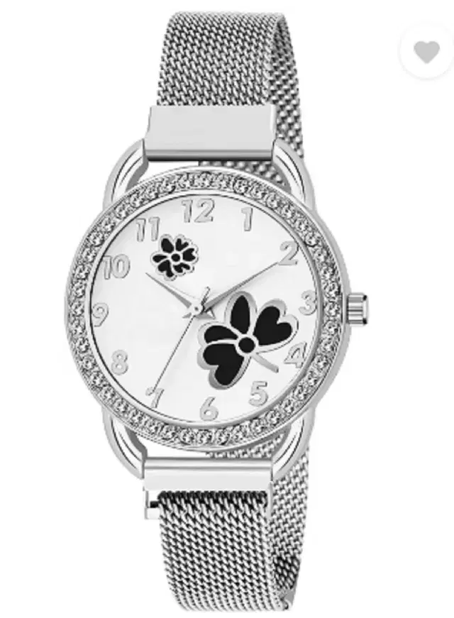 Analog Watch for Women & Girls (Silver)