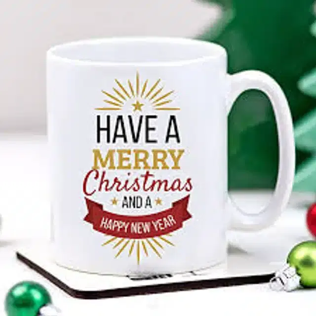 Ceremic Printed Coffee Mug, White, 350 ml