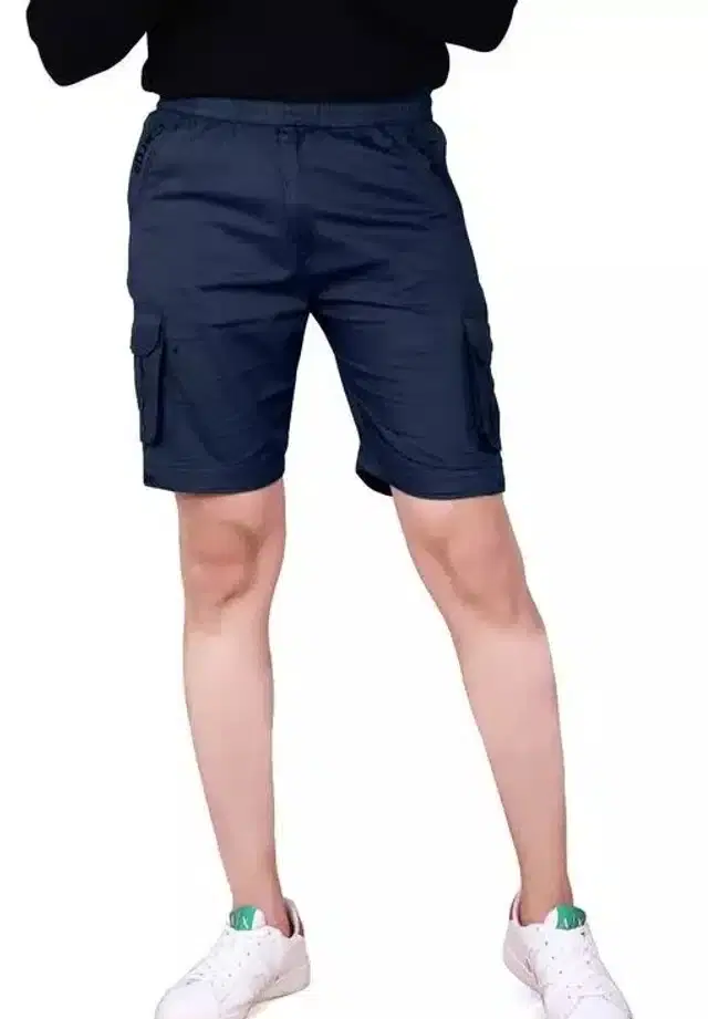 Cotton Cargo Shorts for Men (Navy Blue, 28)