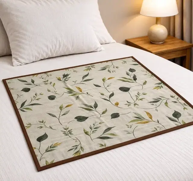Premium Waterproof Bed Server/Food Mat Brown Leaf