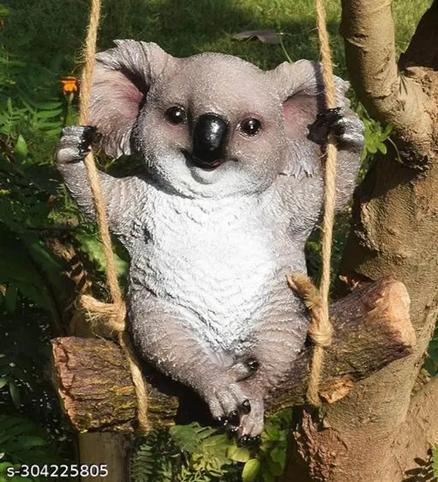 Resin Koala Hanging Swing for Garden Tree Decor, Brown