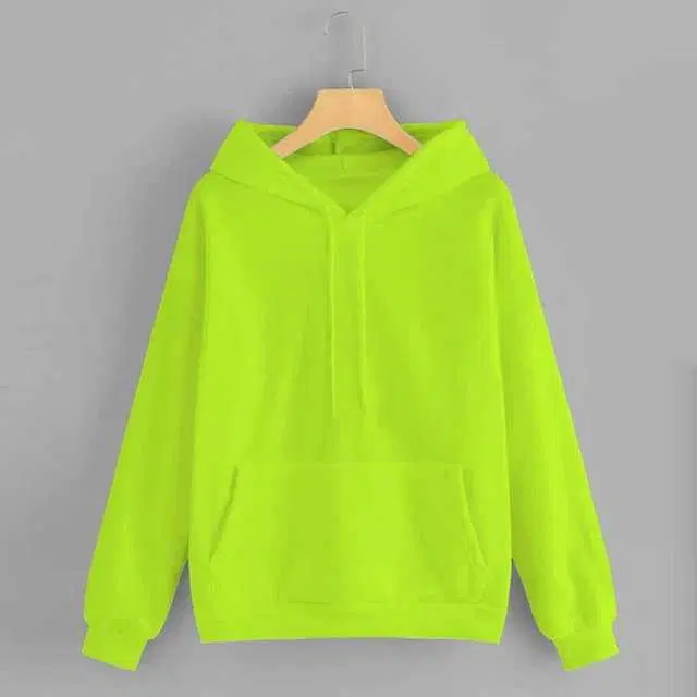Stylish Wool Men Solid Sweatshirt (Lemon Green, L) (ITF-37)