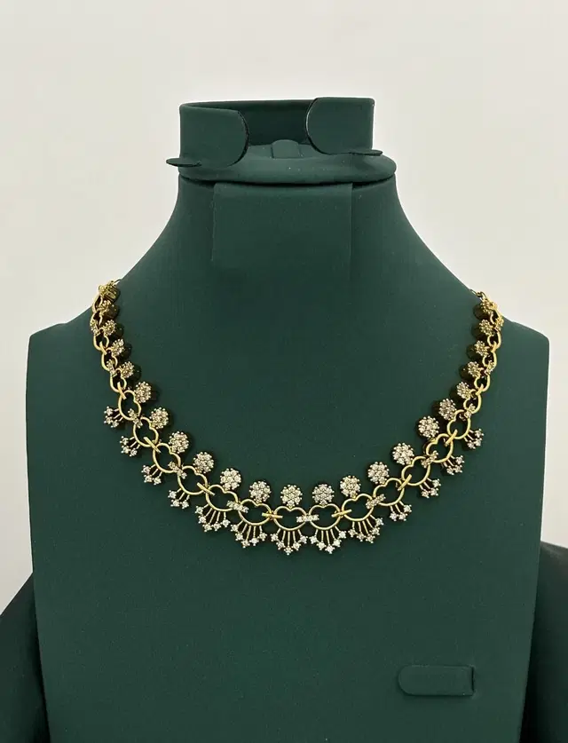 Zircon Gold-plated Necklace Set for Women (Green, Free Size)