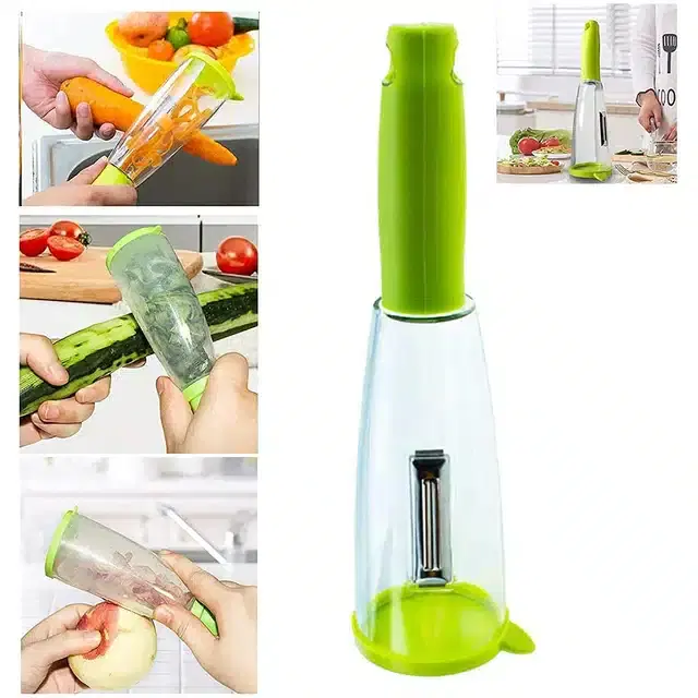 Fruit & Vegetable Peeler with Storage Container, Green