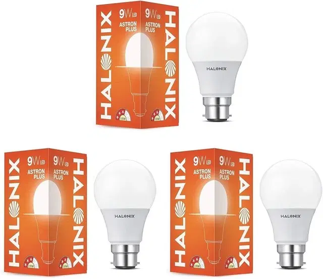 Halonix 9W B22 LED Bulb, White [Pack Of 3]