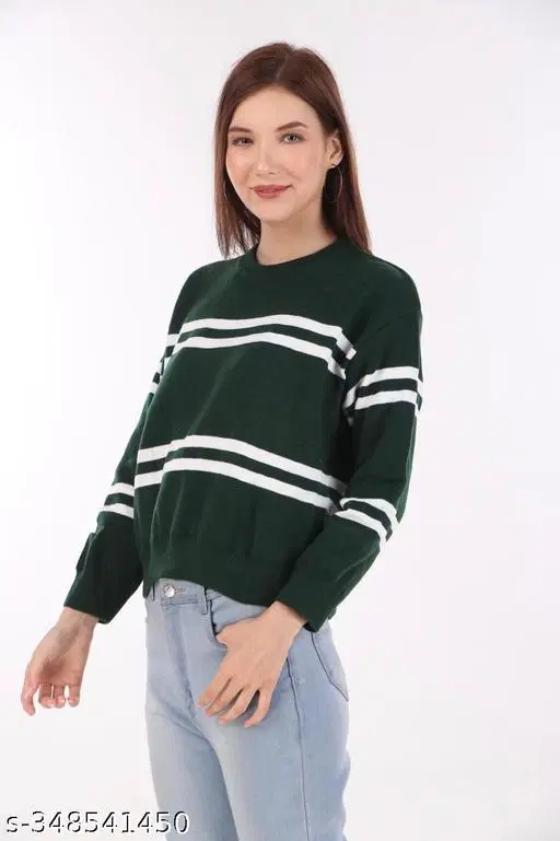 Acrylic Sweater for Women (Black, M)