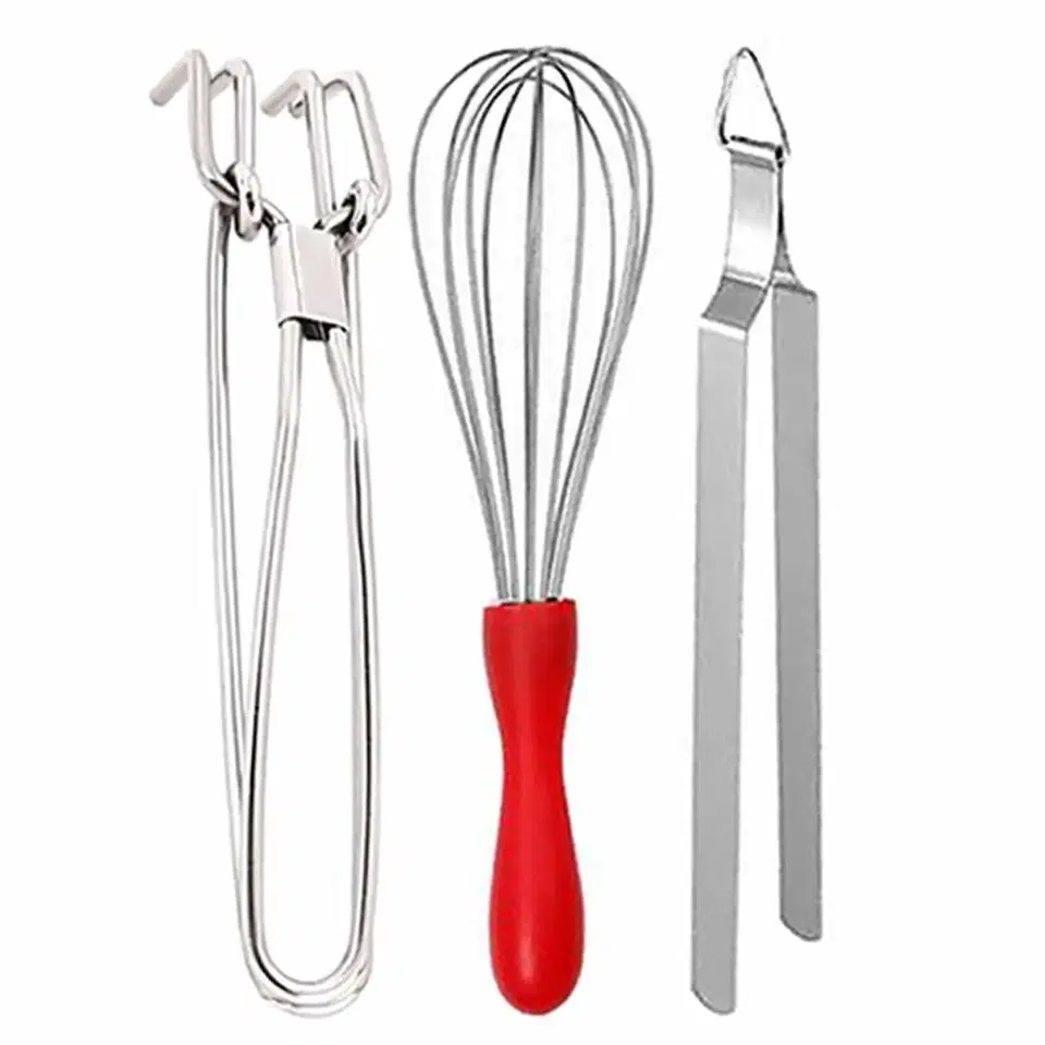 Oc9 Stainless Steel Utility Pakkad & Egg Whisk & Roti Chimta For Kitchen Tool Set, Oc-401