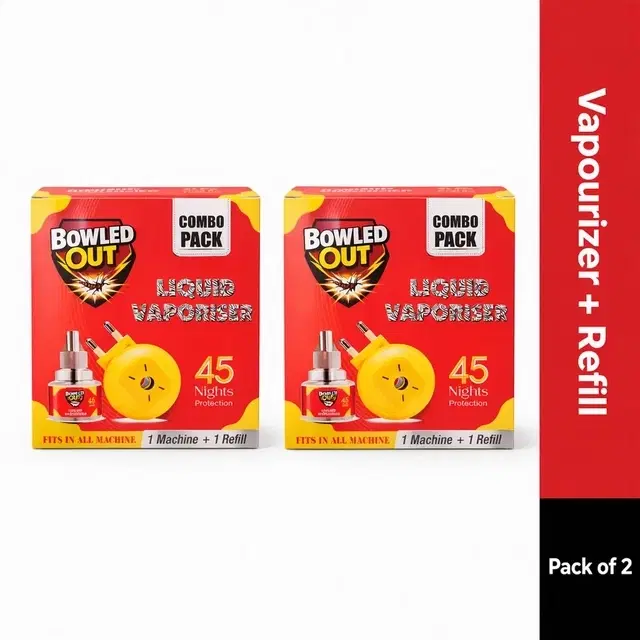 Bowled Out Machine + Liquid Vapourizer Refill Active 2X45 ml (Pack of 2)