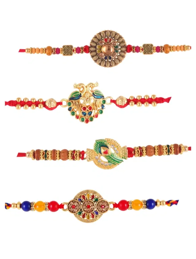 Designer Rakhi for Rakshabandhan, Multicolor, Pack of 4
