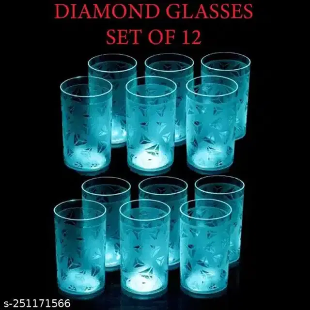 Plastic Unbreakable Glass, Blue, 300 ml, Pack of 12