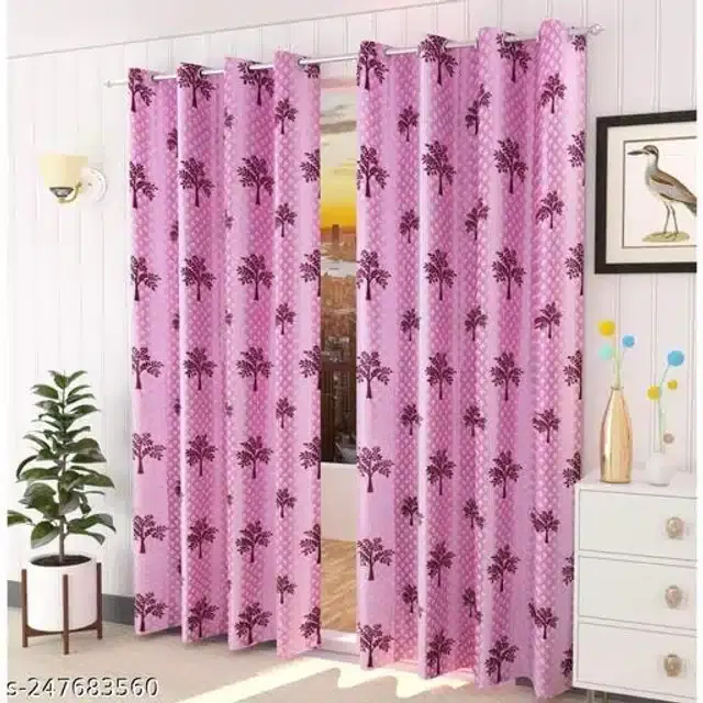 Curtains for Door, Pink, 7 Feet, Pack of 2