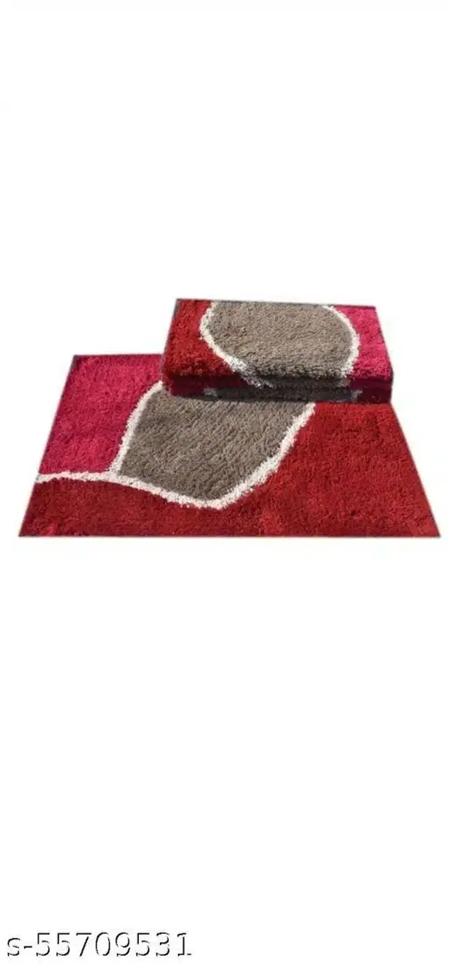 Bath Mats, Red & Grey, 58x38x0.5 cm, Pack of 4