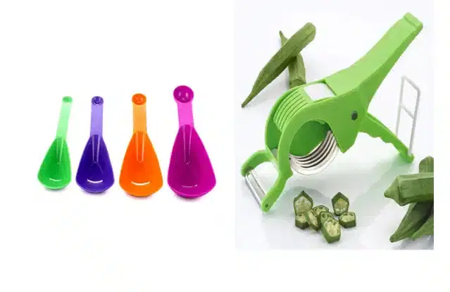 Measuring Cups and Spoons & Vegetable Cutter, Set of 5, Multicolor