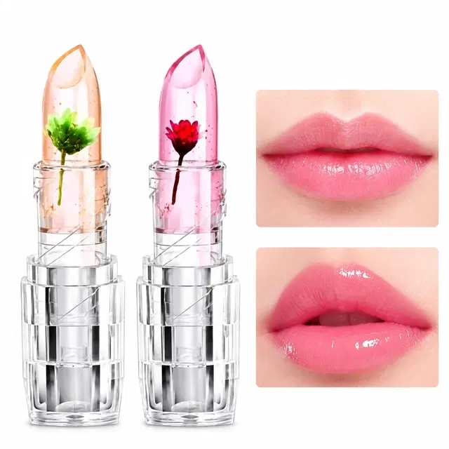 Magic Jelly Flower Temperature Changing Lipstick, Pink, 20 ml [Pack of 2]