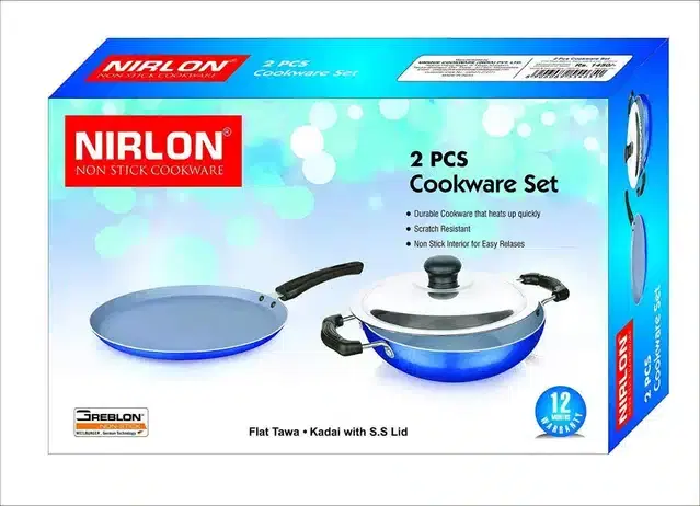 Non Stick Cookware Pots with Frying Pan, Set of 2, Blue