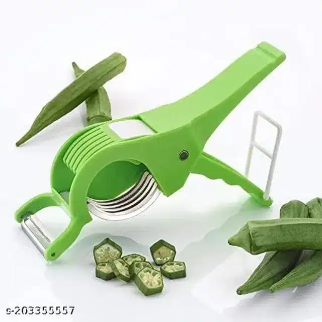 Plastic 2 in 1 Vegetable Peeler & Cutter, Green
