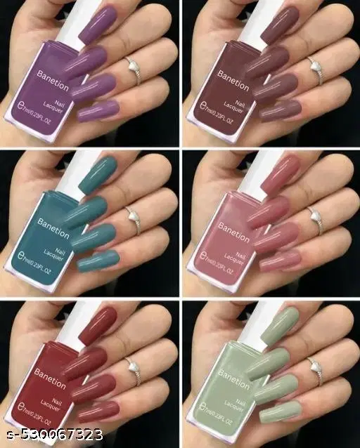 Banetion Matte Nail Polish, Multicolor, Pack of 6