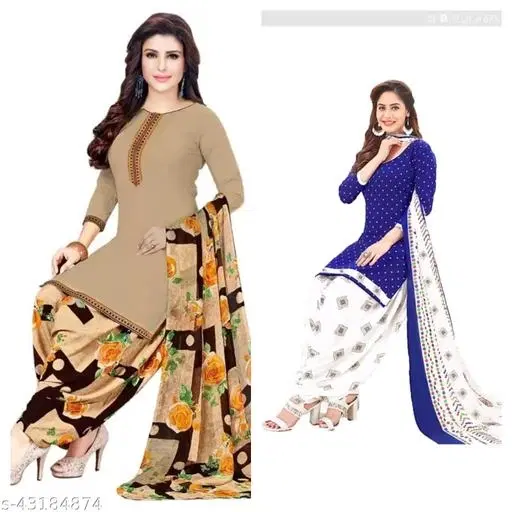 Unstitched Suits for Women, Pack of 2 (Beige, Un Stitched)