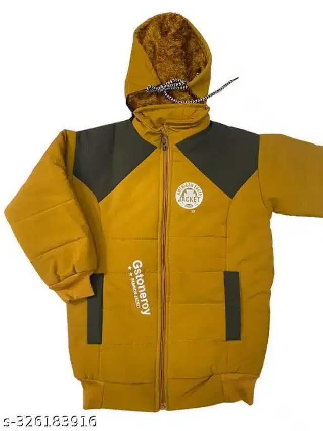 Woolen Jacket for Boys (Black & Yellow, 2-3 Years)