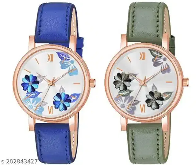 Analog Watch for Women, Pack of 2 (Multicolor)