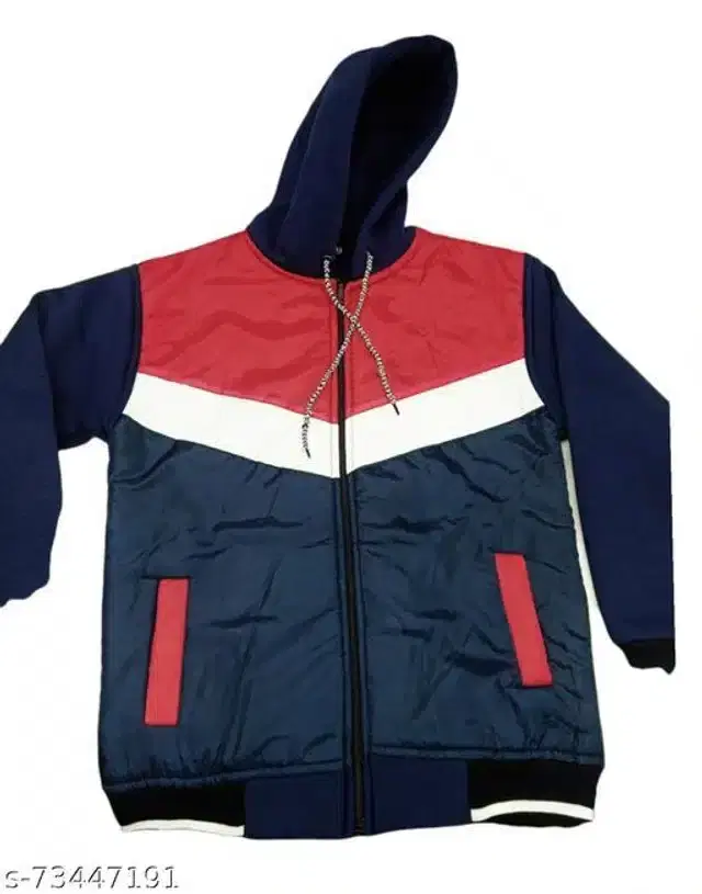 Polyester Jacket for Men (Red & Blue, Free Size)