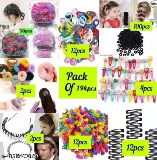 Everyday Fabric Hair Pins for Women, Pack of 194 (Multicolor)