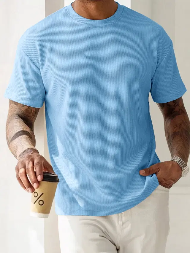 Casual T-shirt for Men (Blue, S)