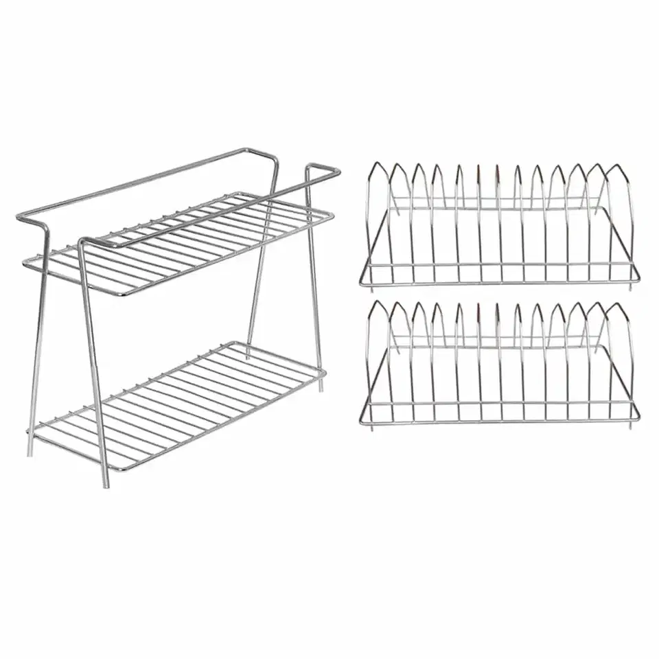 Oc9 Stainless Steel Spice Rack 2 Shelf & Plate Stand For Kitchen, Pack Of 2, Oc-266