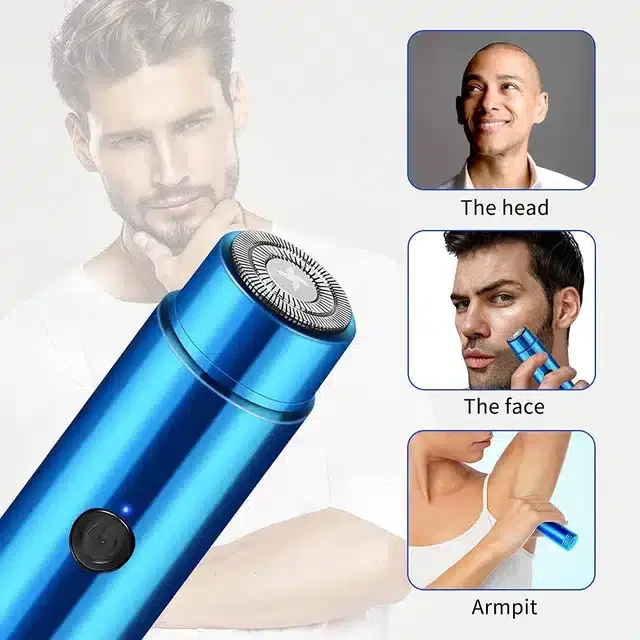 Mini Portable Electric Shaver for Men & Women, Blue