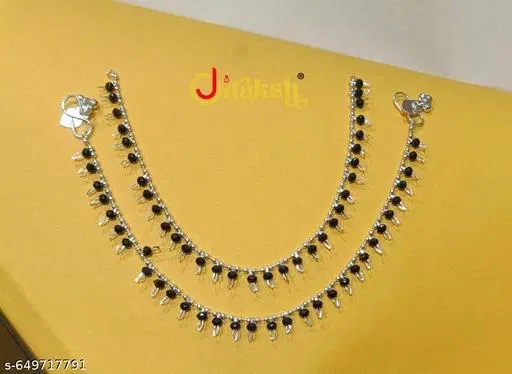 Chain Anklet for Women (Silver, Free Size)