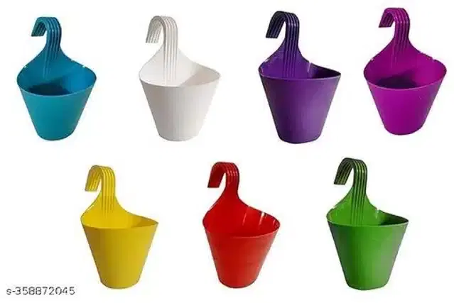 Plastic Hanging Planters, Multicolor, Pack of 7