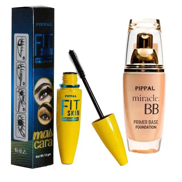 Pippal Mirecle B.B. Primer Base Foundation, 60 ml with Mascara, 12 ml, Set of 2