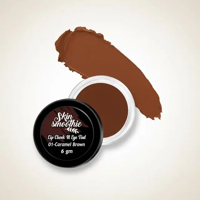 Skin Smoothie Just Organic 3-In-1 Lip Cheek And Eye Tint With Vitamin E & Almond Oil, Caramel Brown,  6 g