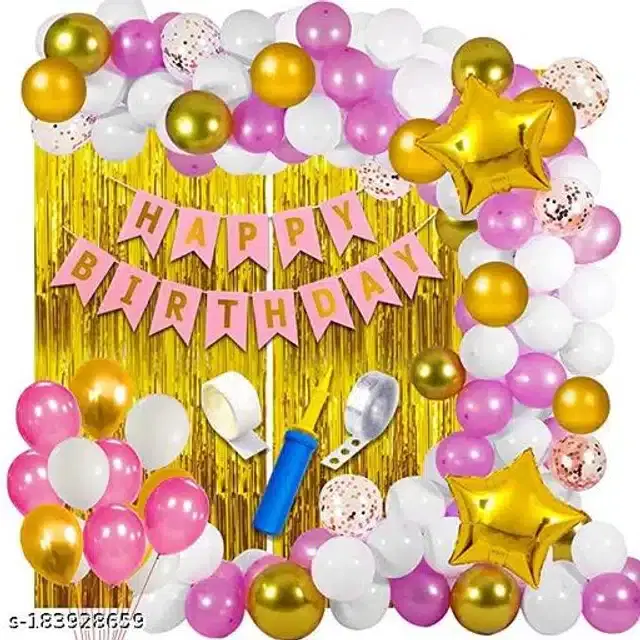 Birthday Party Decoration Kit, Multicolor, Set of 63