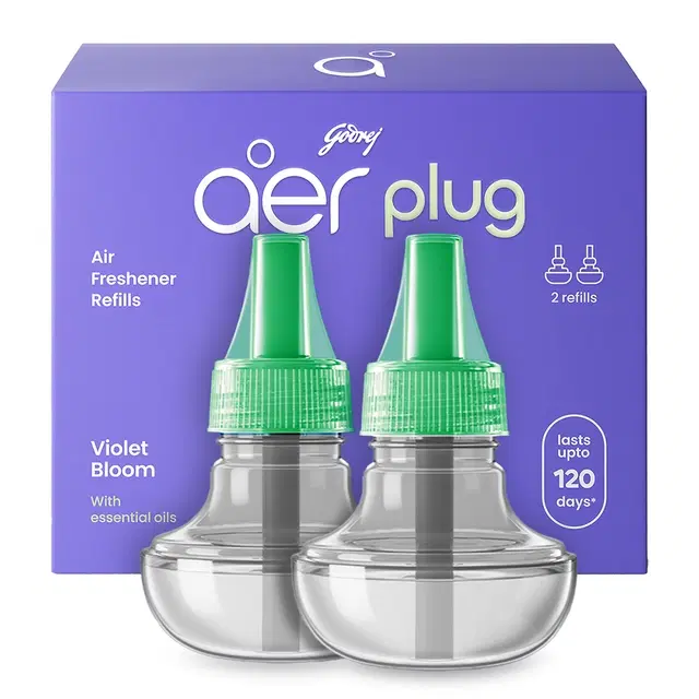Godrej aer Plug Electric Air Freshener - 2 Refills (20 ml each) - Violet Bloom